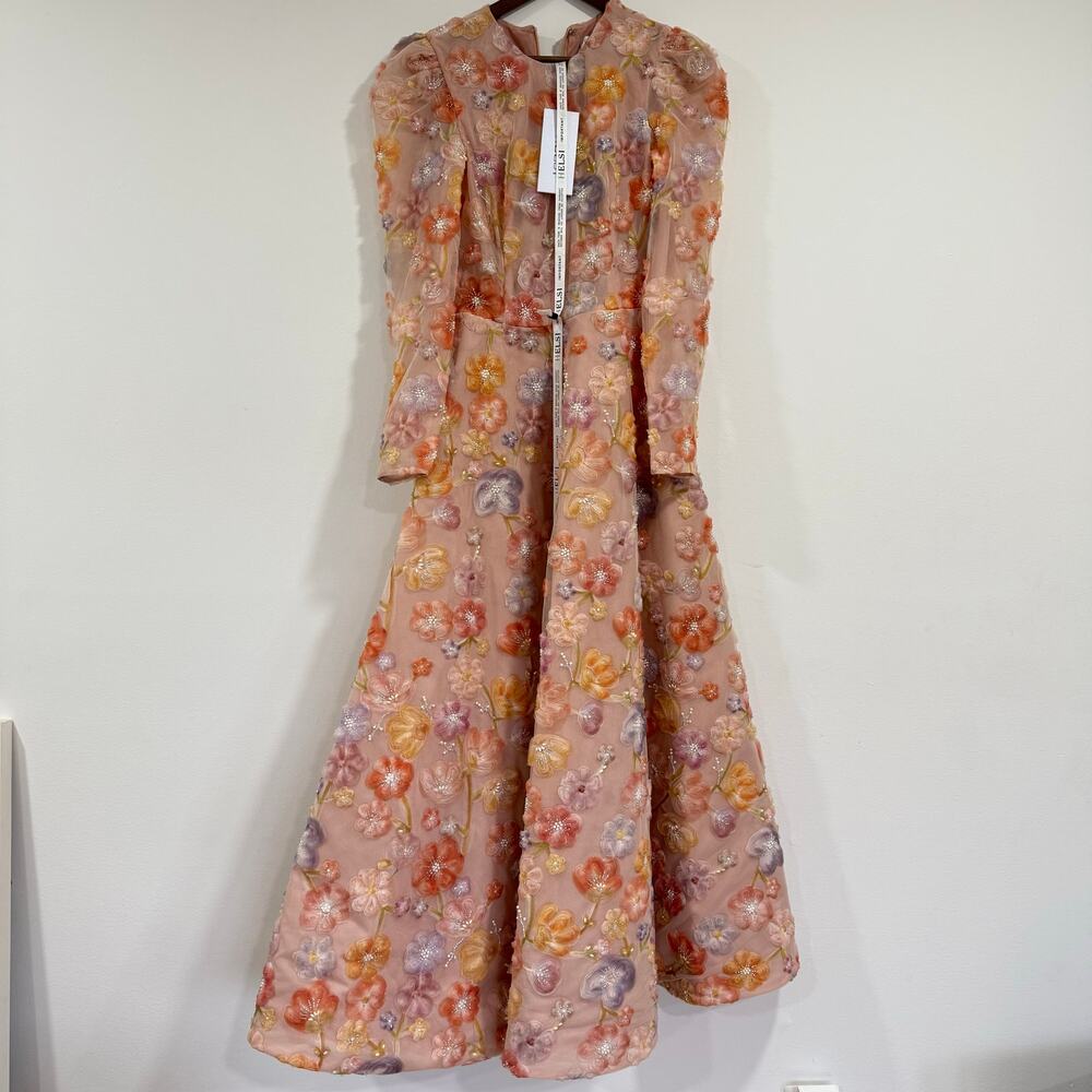 NEW NWT Anthropologie Helsi Tessa Long-Sleeve Appliqué Sunset Yellow Dress S - Picture 8 of 11